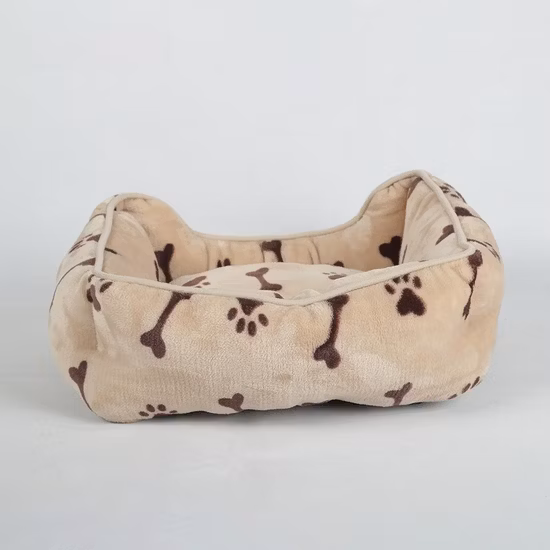 Lit pour chien en fourrure d'aiguille blanc cassé en molleton doux bleu